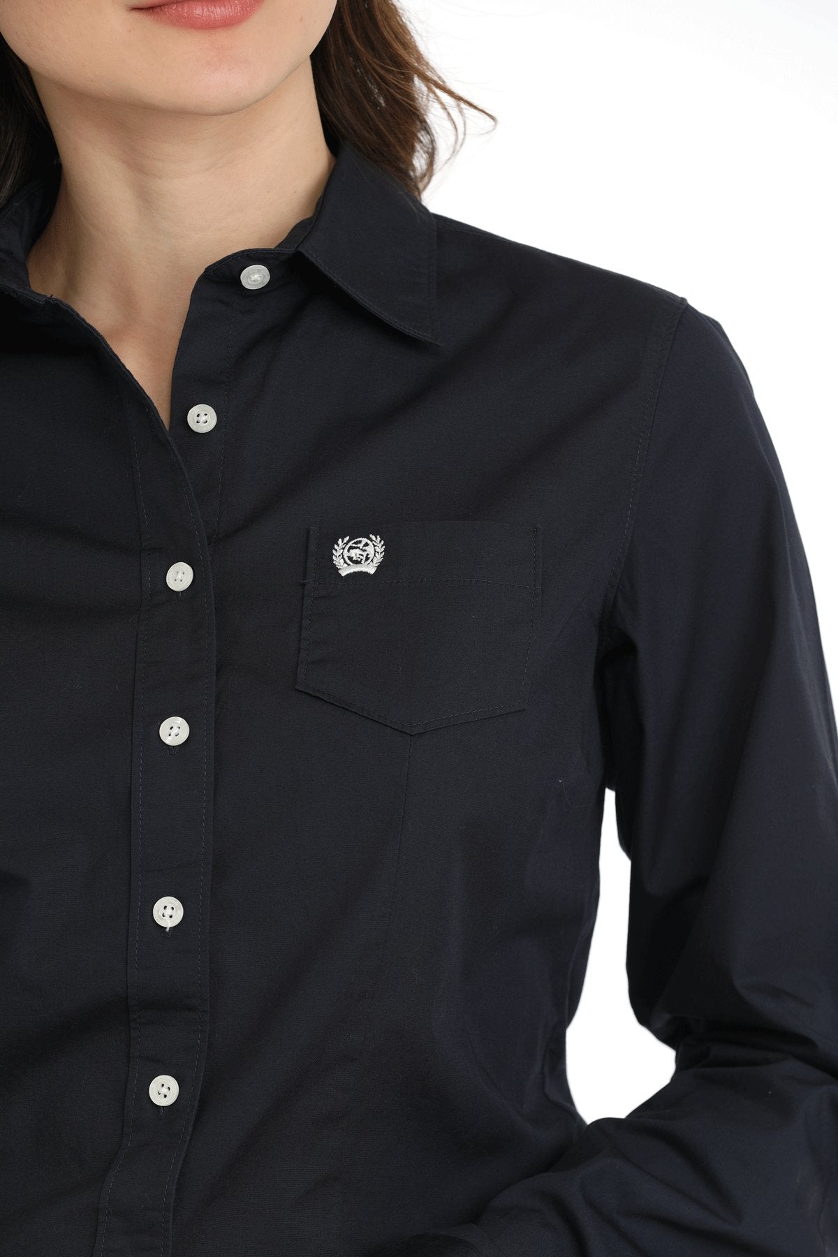 Cinch Wmns Solid Navy Button Down Western Shirt