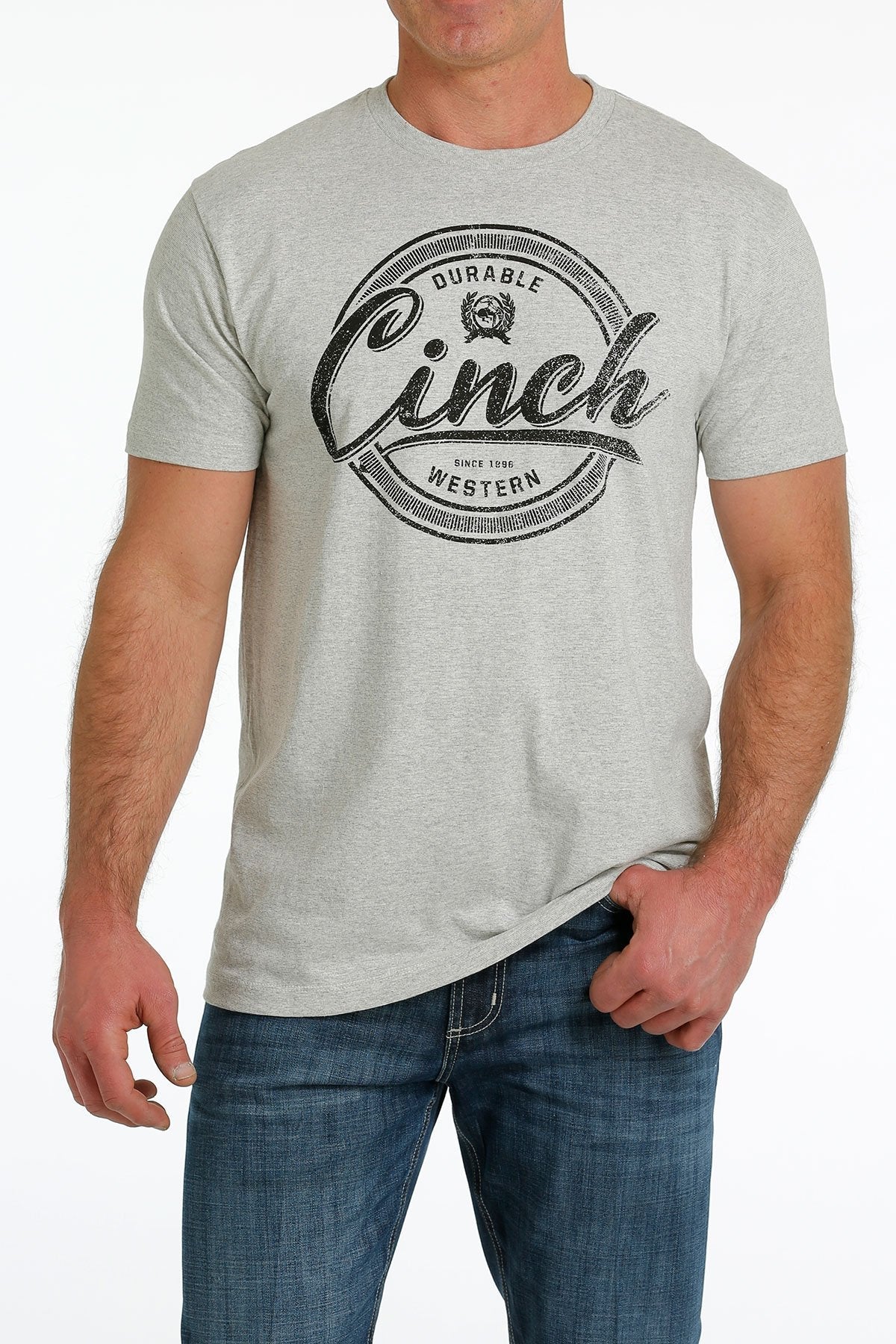 Cinch Mens Heather Grey Logo T Shirt
