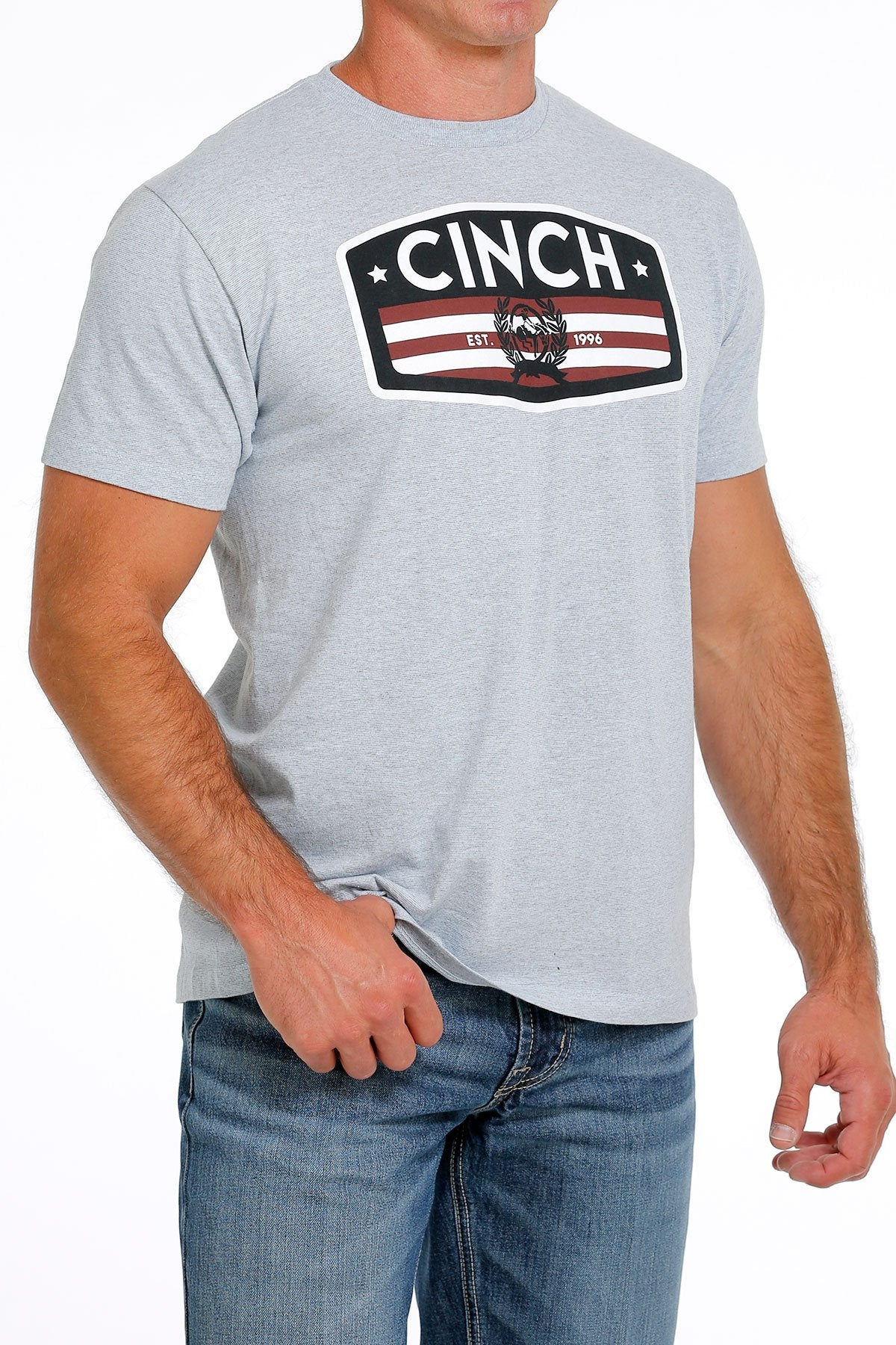 Cinch Mens Light Blue Short Sleeve T Shirt Tee