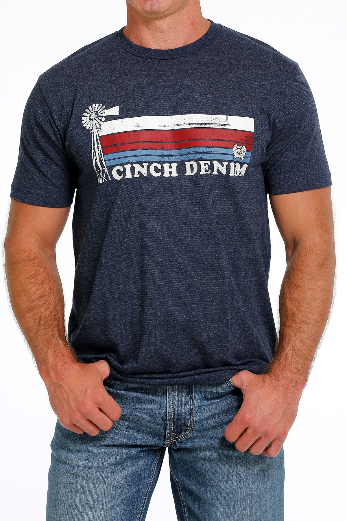 Cinch Mens Navy Logo Short Sleeve T Shirt