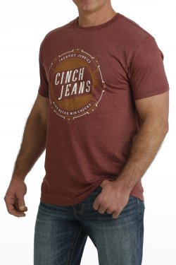 Cinch Mens Red Heather Jackpot Junkies Londen T Shirt - EOFY Sale