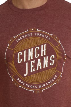 Cinch Mens Red Heather Jackpot Junkies Londen T Shirt - EOFY Sale