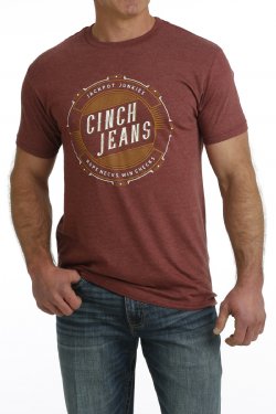 Cinch Mens Red Heather Jackpot Junkies Londen T Shirt - EOFY Sale