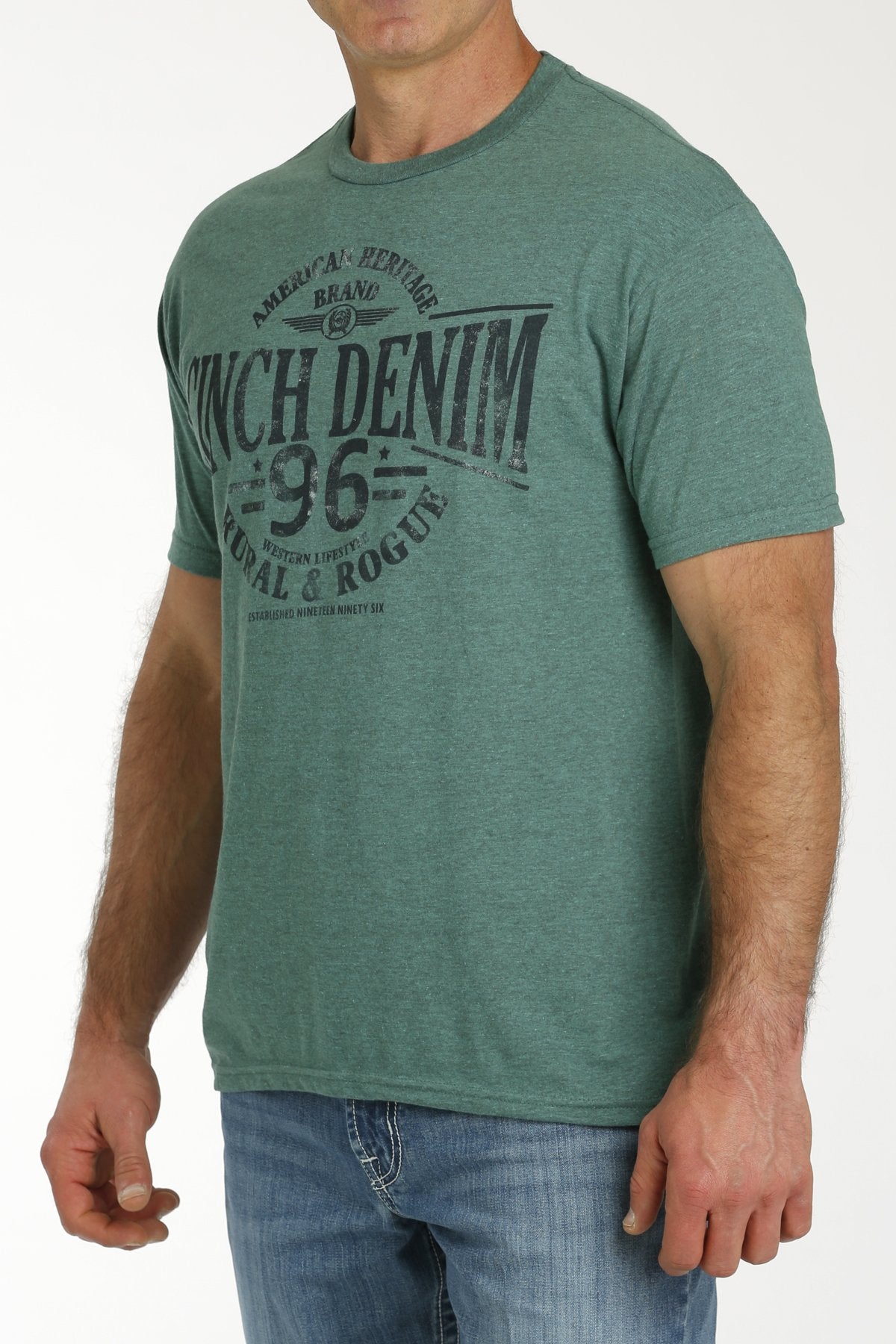 Cinch Denim Western Tee Green - EOFY Sale