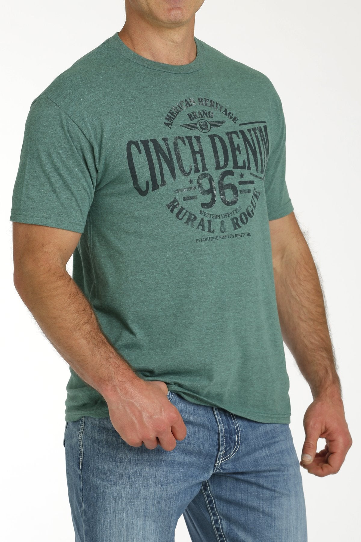 Cinch Denim Western Tee Green - EOFY Sale