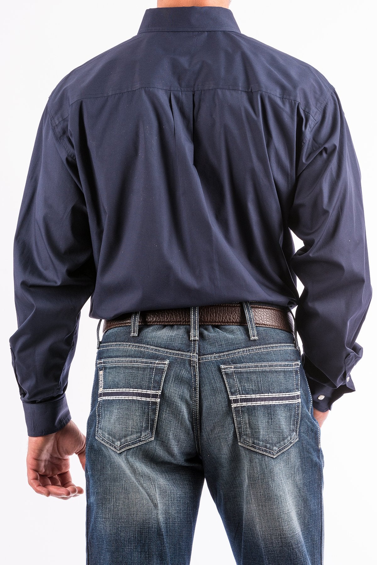 Cinch Mens Solid Navy Long Sleeve Shirt