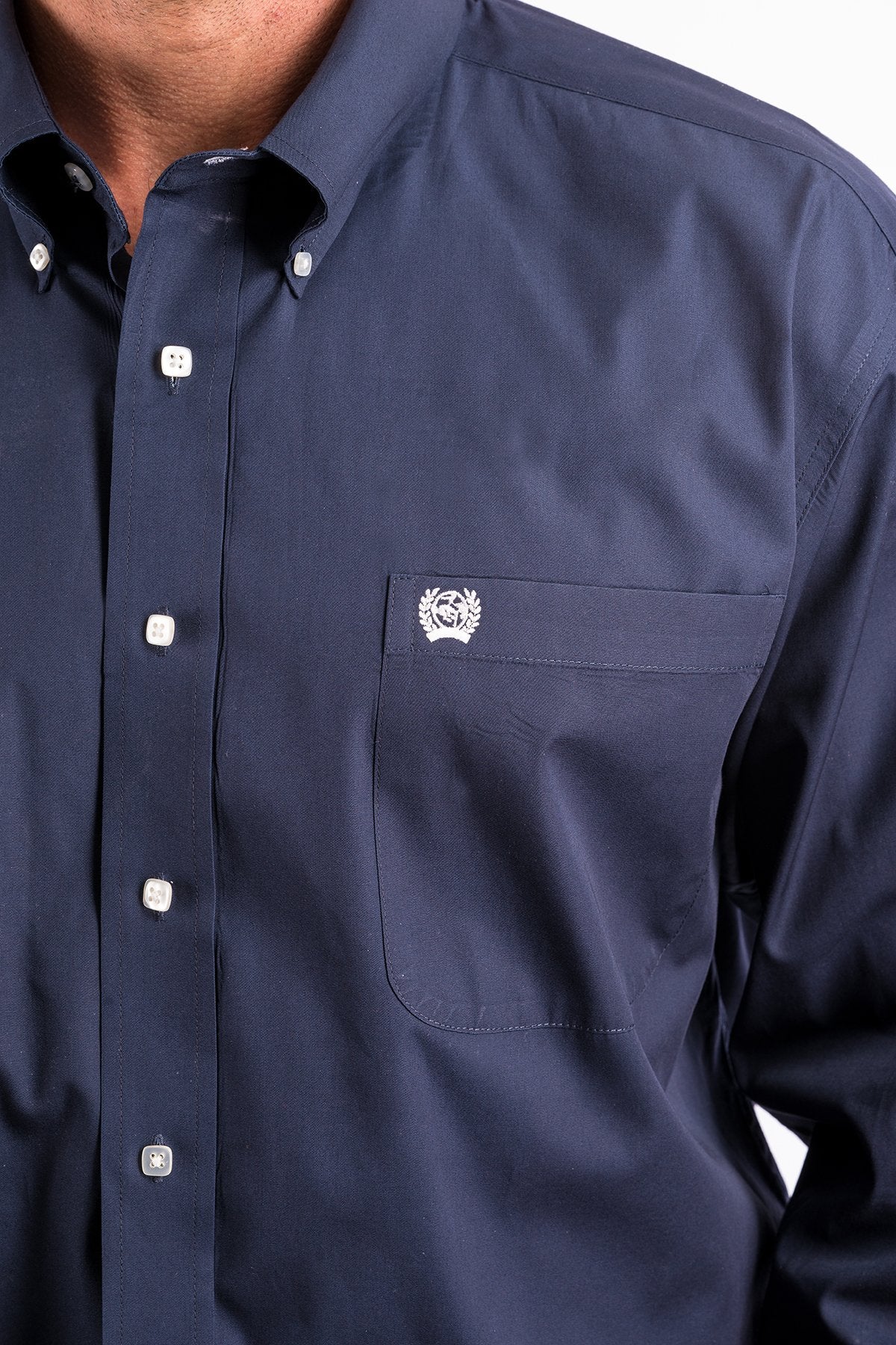 Cinch Mens Solid Navy Long Sleeve Shirt