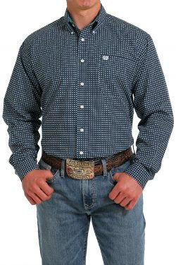 Cinch Mens Navy Geo Print Arena Shirt