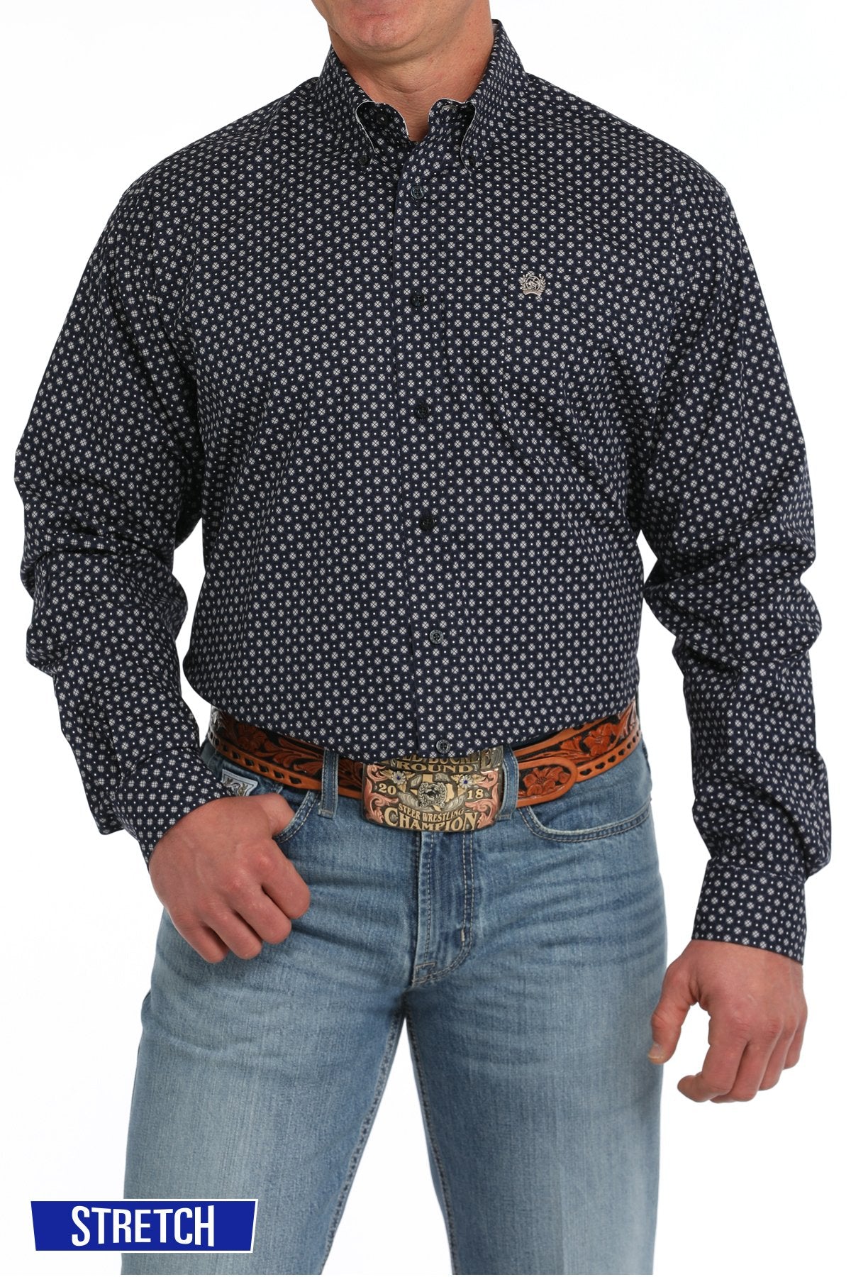 Cinch Mens Geometric Print Long Sleeve Shirt