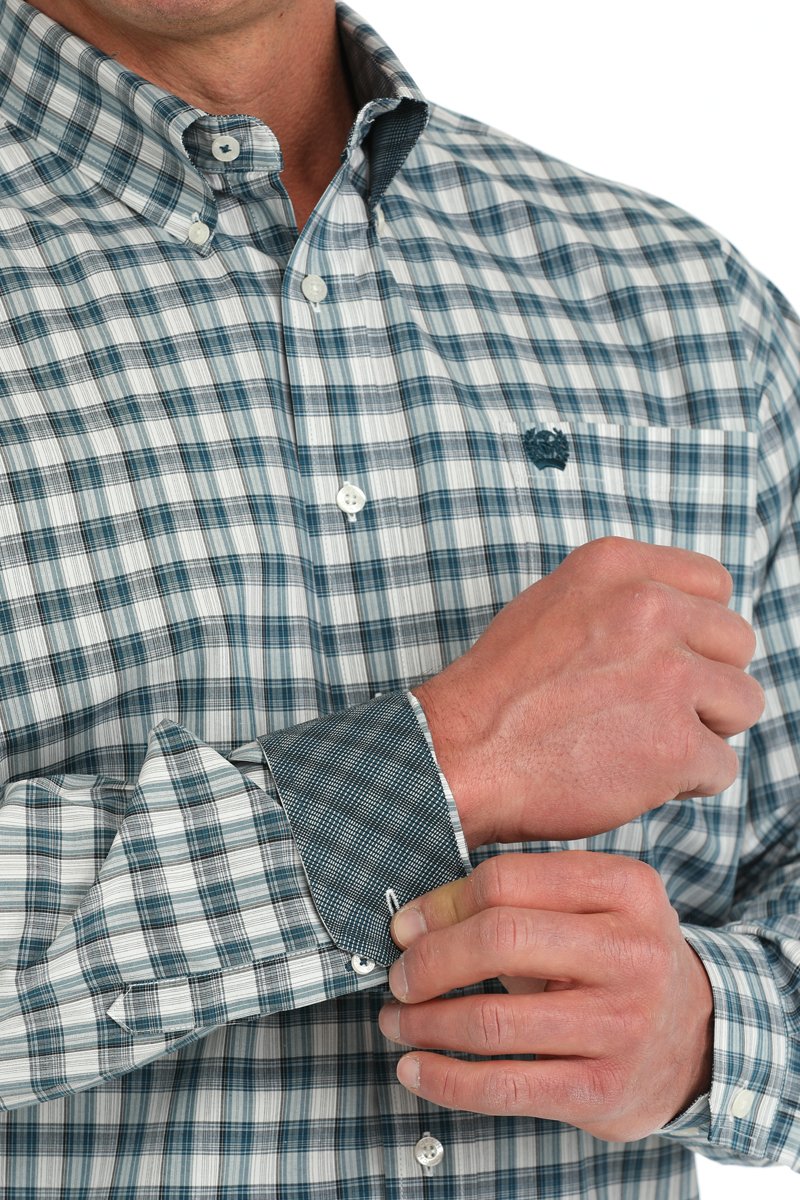 Cinch Mens Plaid Button Down Western Shirt - Cream