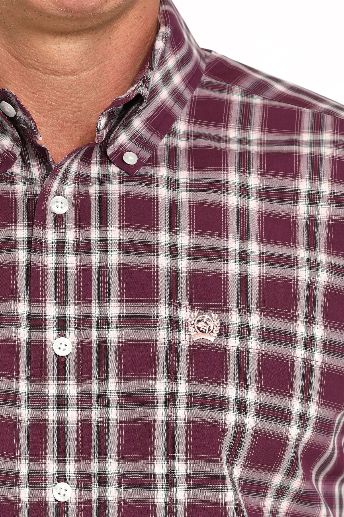 Cinch Mens Plaid Button Down Western Shirt - Purple