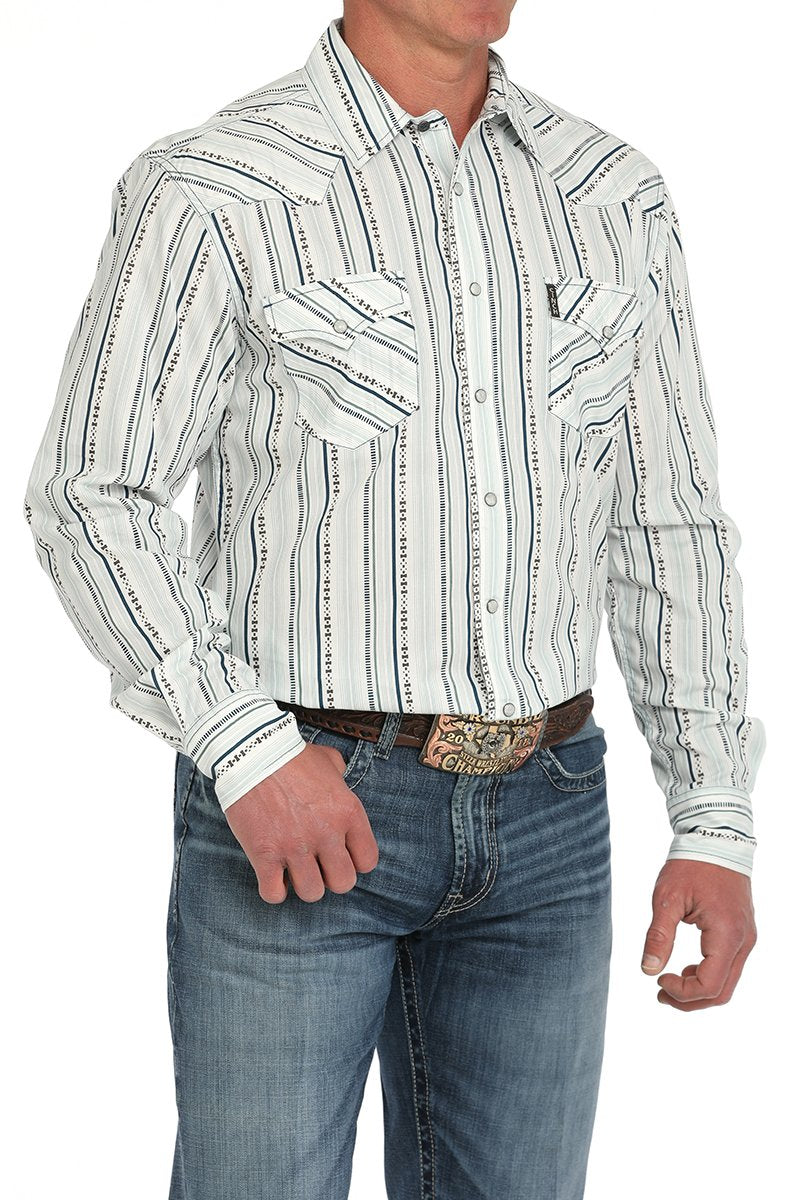 Cinch Mens White Retro Long Sleeve Shirt