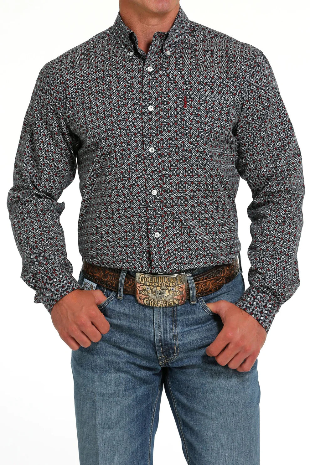 Cinch Mens Modern Fit Button Down Western Shirt - Black Friday Sale