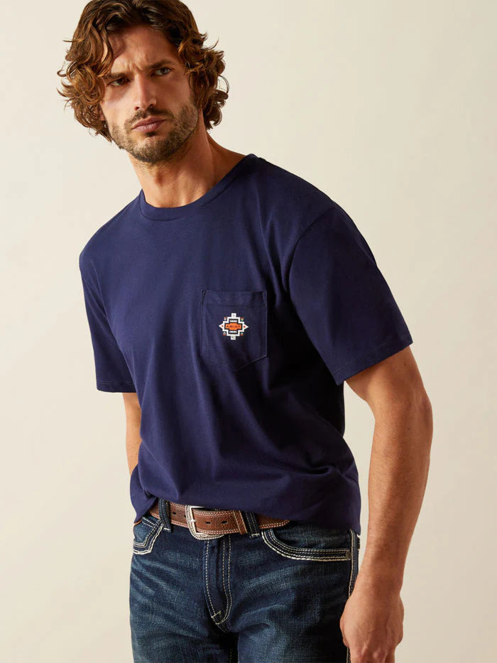 Ariat Mns Southwest Pocket SS Tee Classic Blue