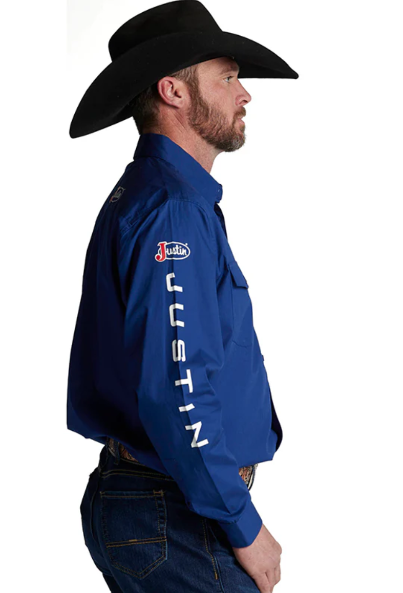 Justin Team Shirt TCX Blue Depth | Country Clothing - Mens Shirt | Saddleworld Ipswich