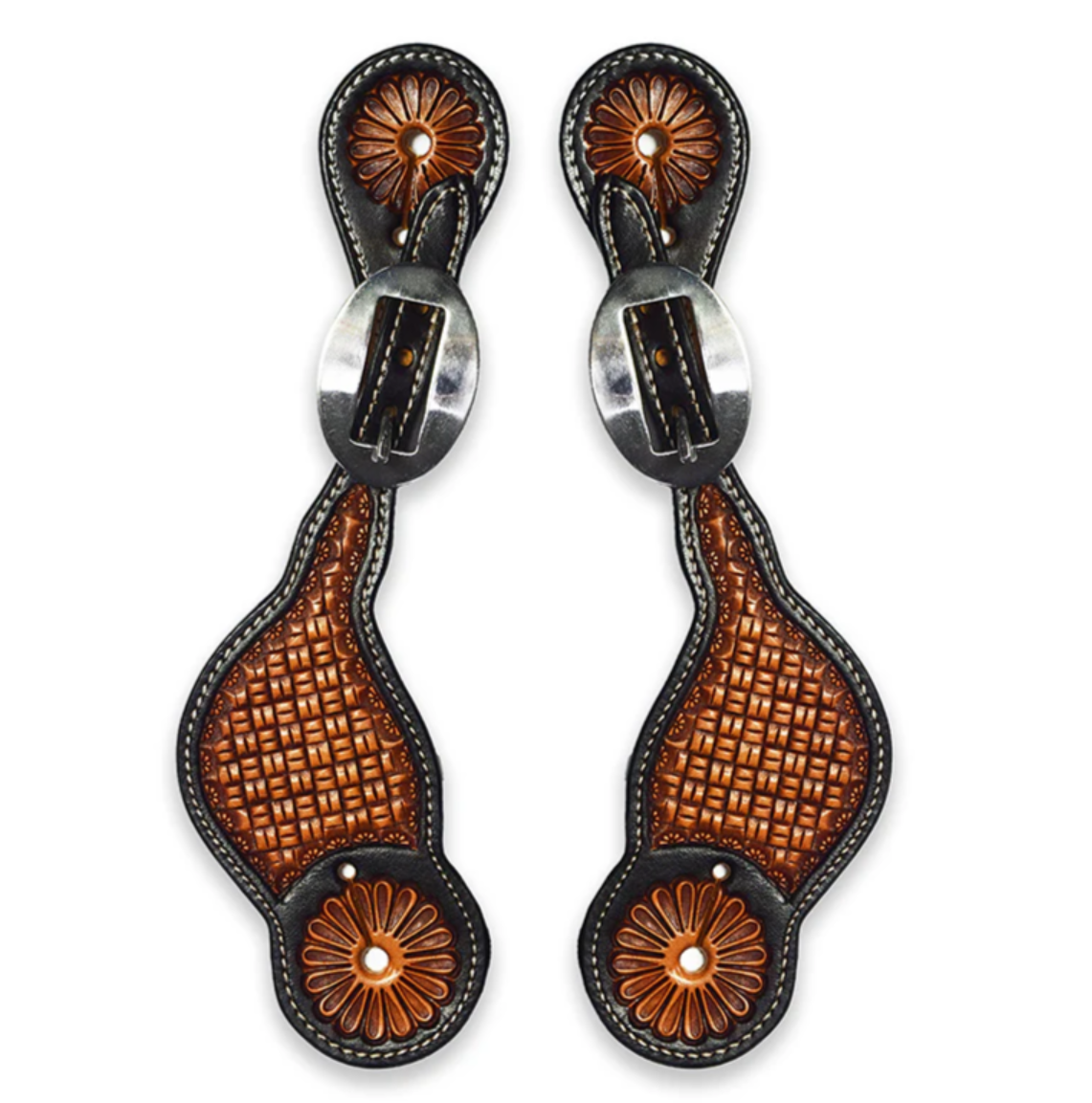 Ezy Ride Spur Strap Shaped with Weave Stamping Two Tone