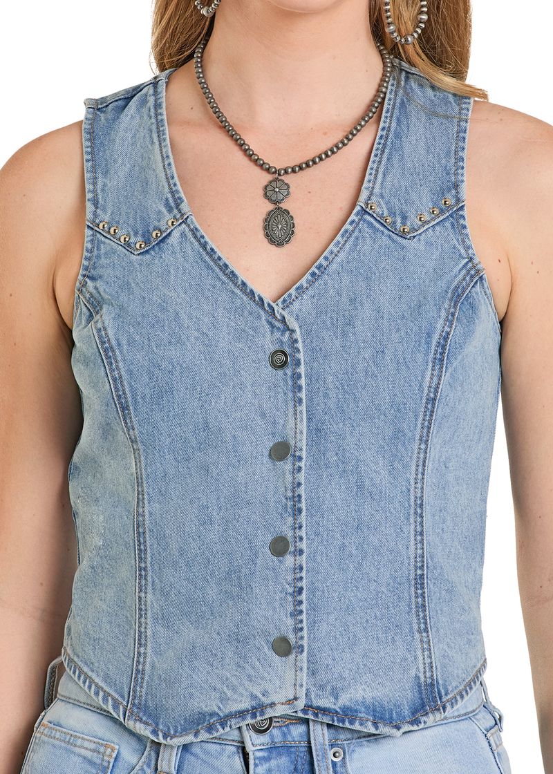 Rock and Roll Denim Denim Fringed Vest