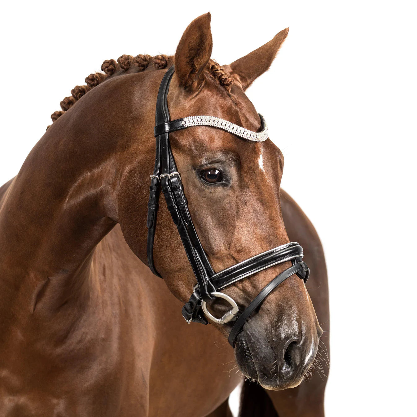 Flexible Fit Premium Black Snaffle Bridle - Elegance
