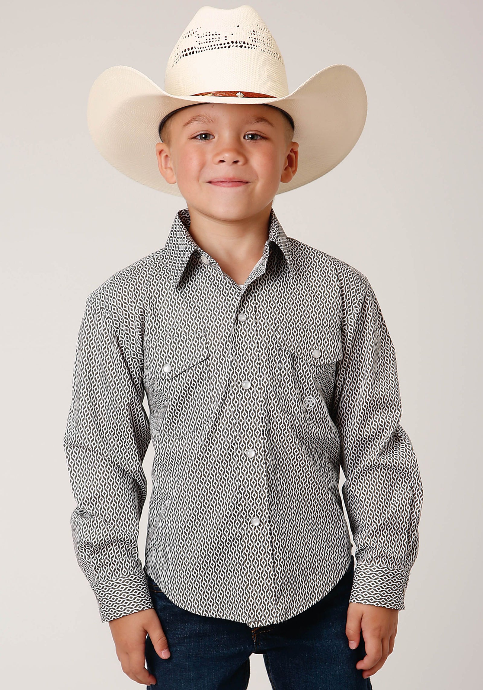 Roper Bys Amarillo Collection LS Shirt Print Green - EOFY Sale