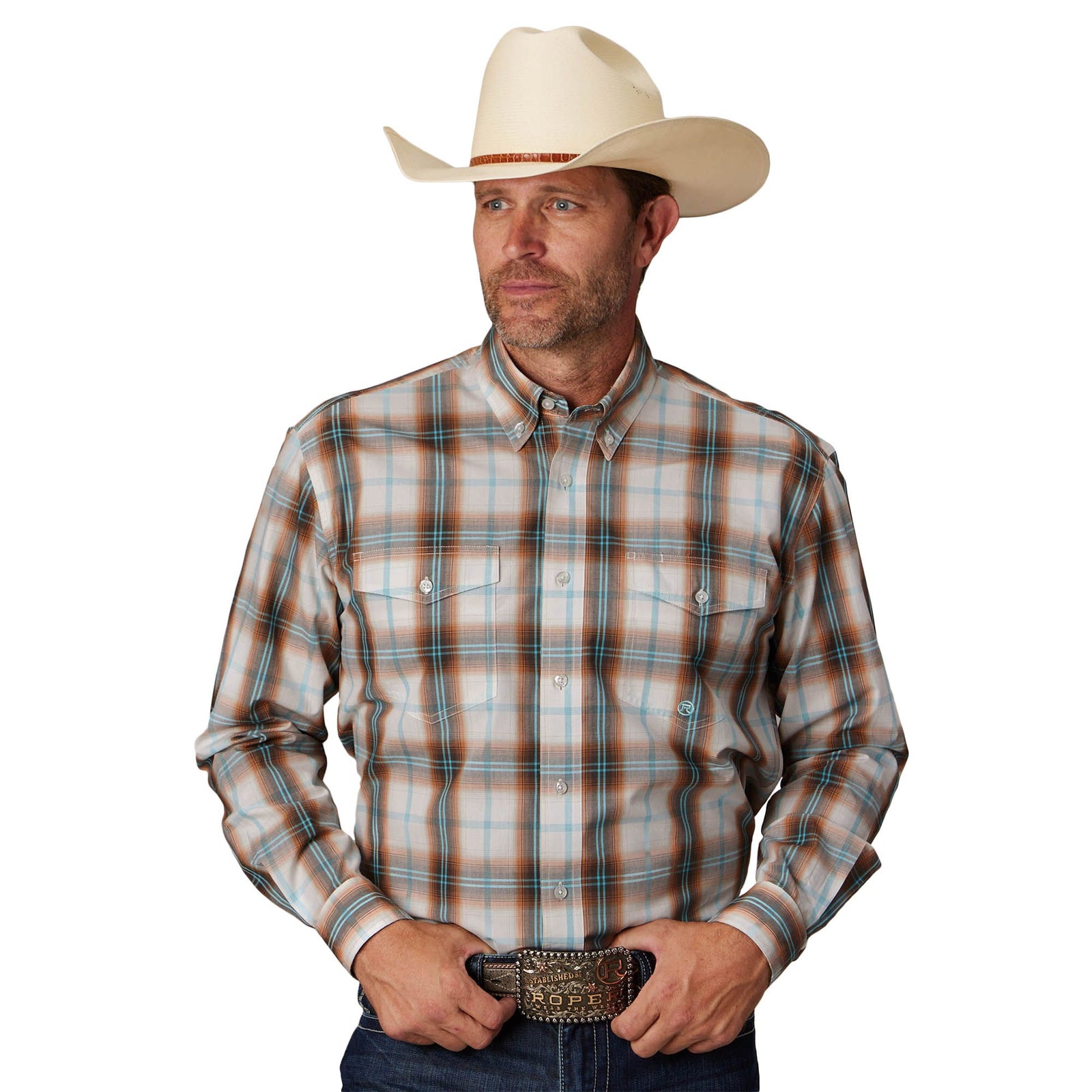 Roper Mns Amarillo Colleciton LS Plaid Shirt - EOFY Sale