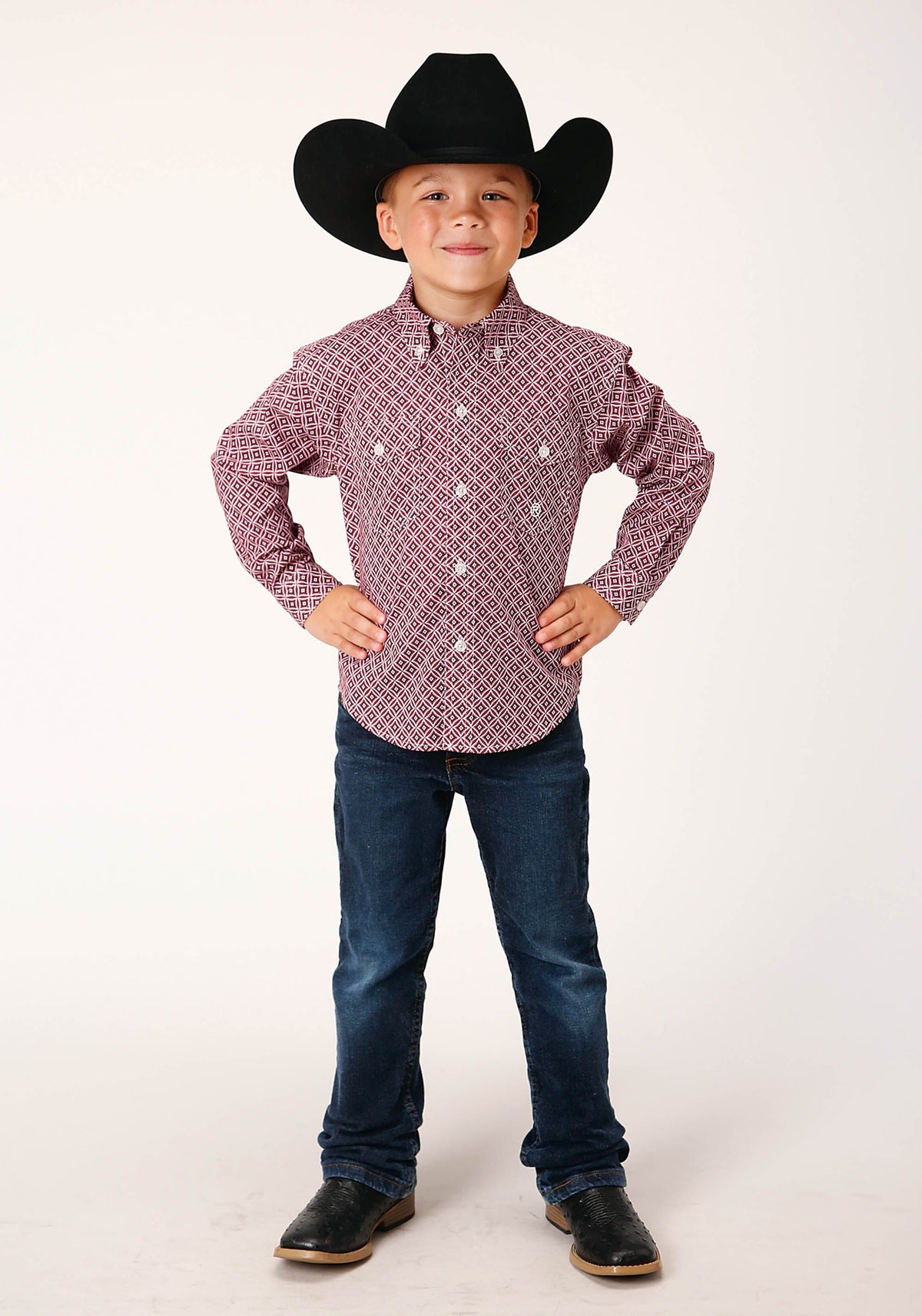 Roper Bys Amarillo Collection LS Shirt Print Red - EOFY Sale