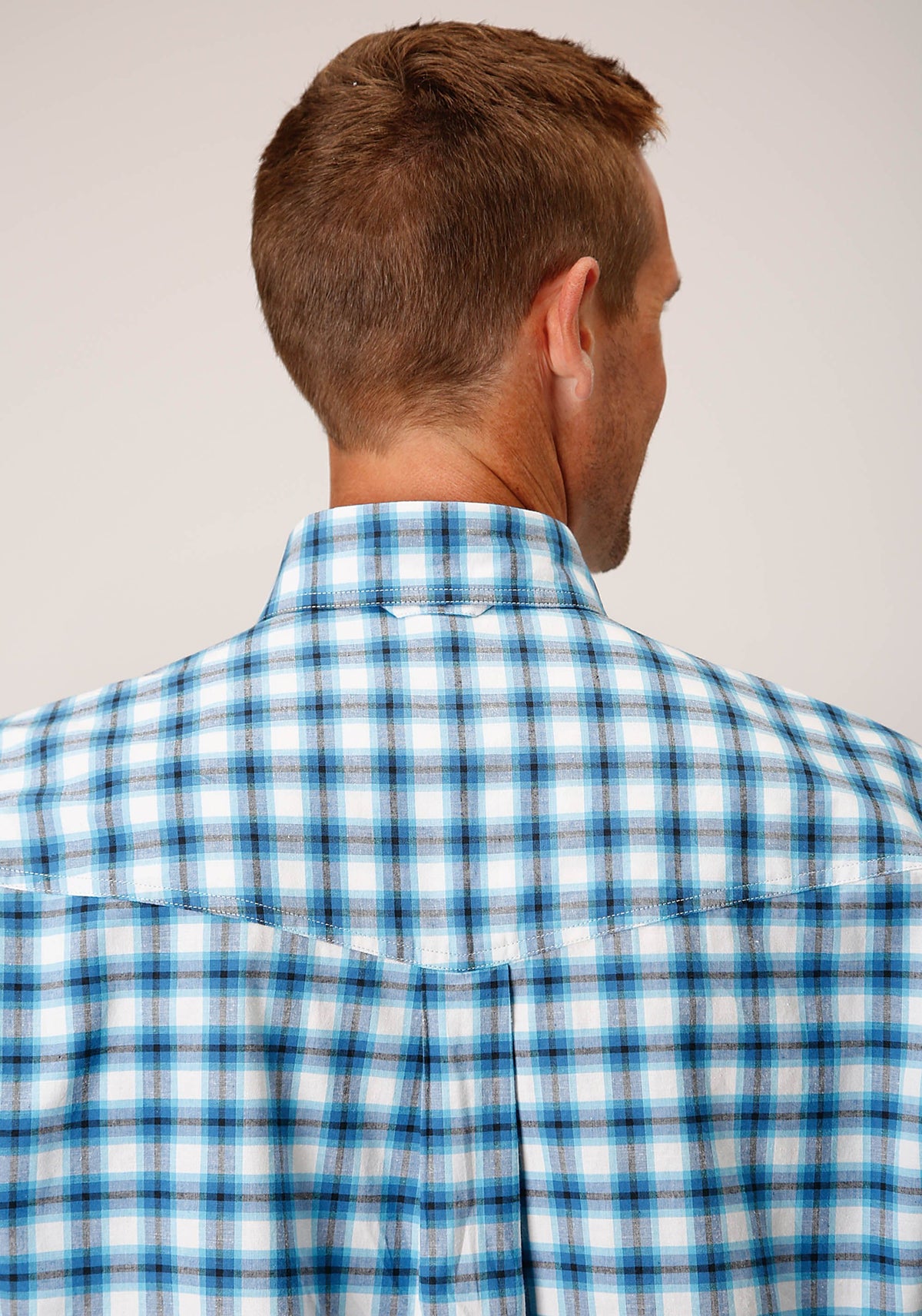 Roper Mns Amarillo Collection LS Shirt Plaid Blue - EOFY Sale