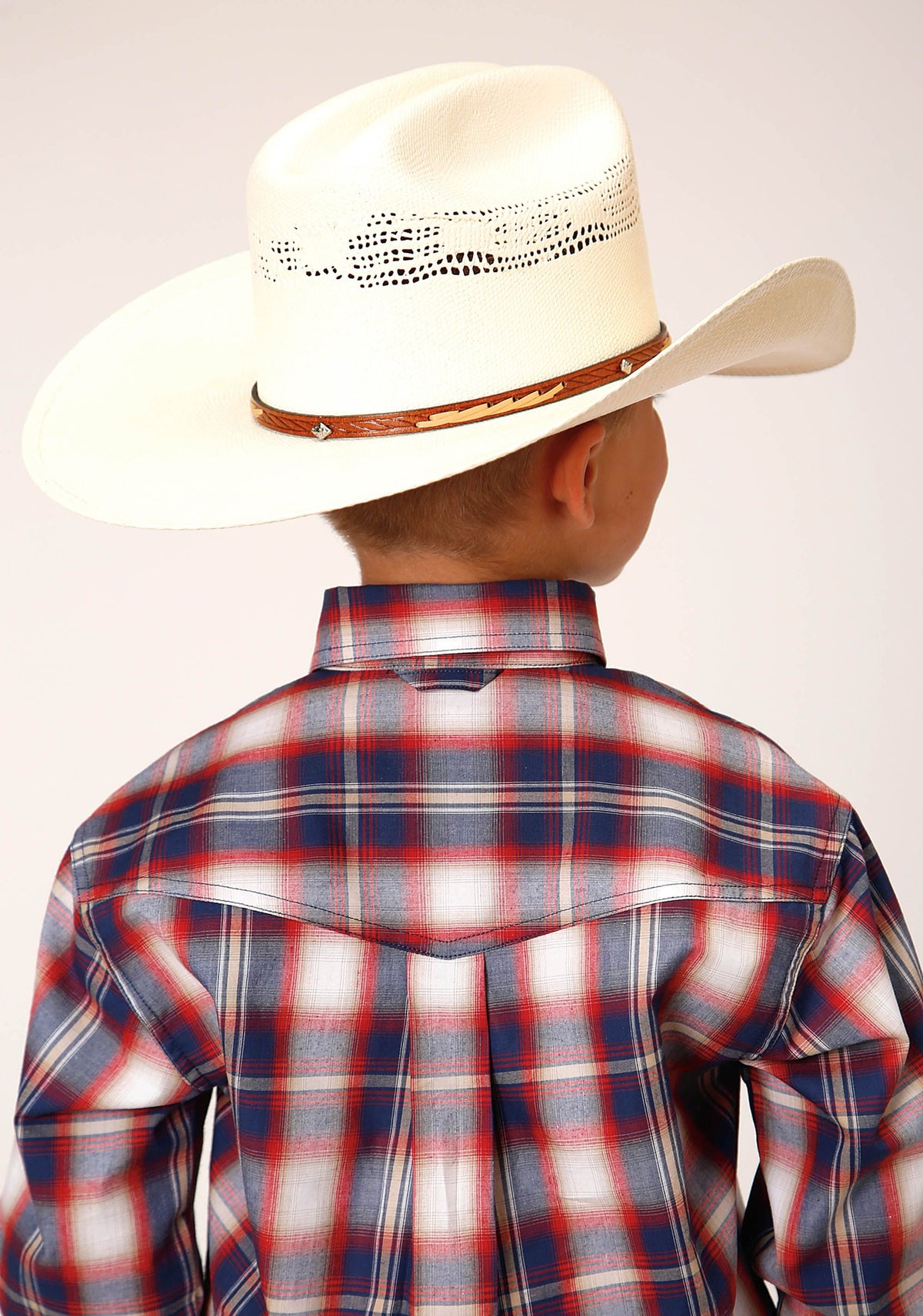 Roper Bys Amarillo Collection LS Shirt Plaid Blue - EOFY Sale