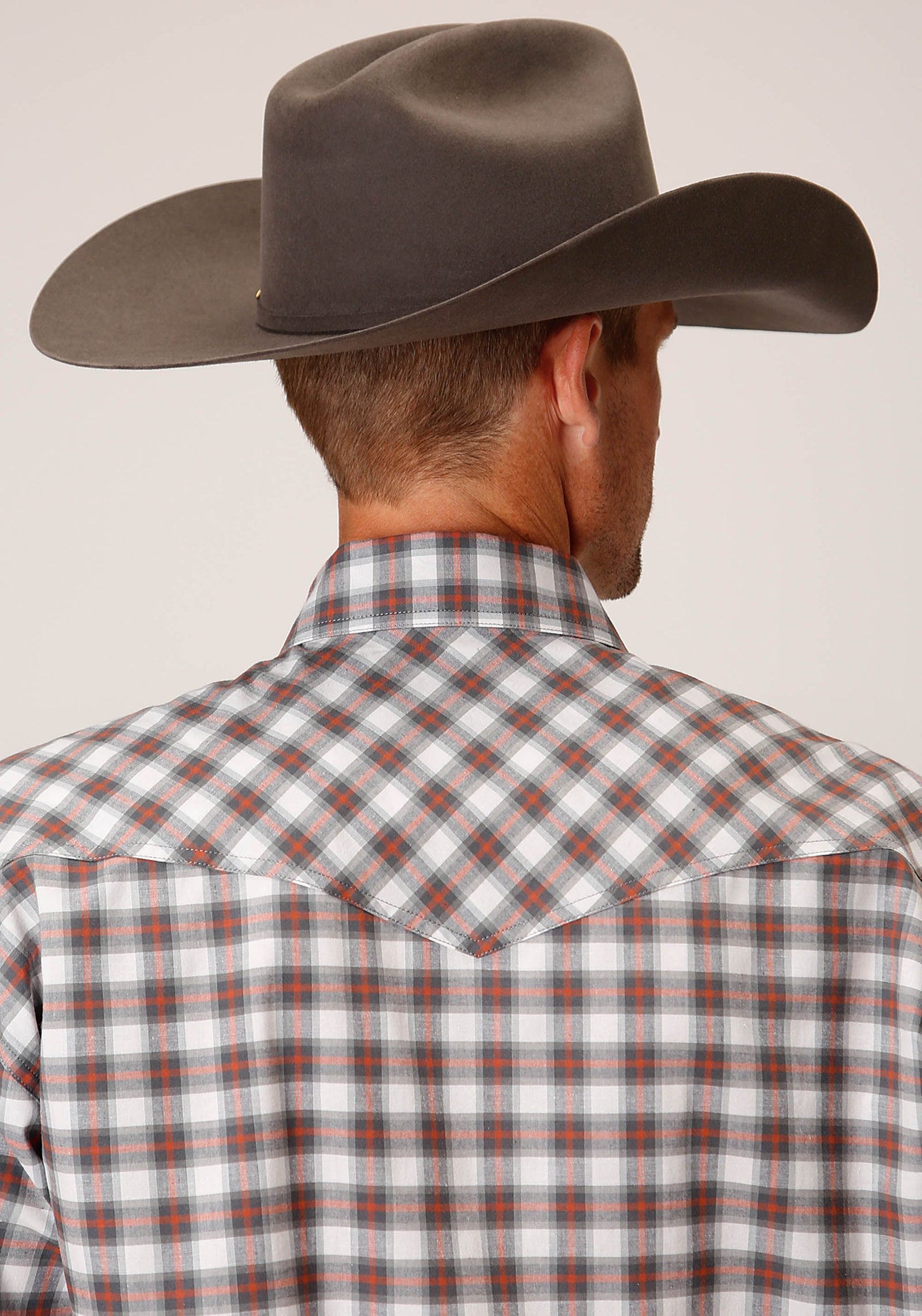 Roper Mns Amarillo Collection LS Shirt Plaid Grey - Black Friday Sale