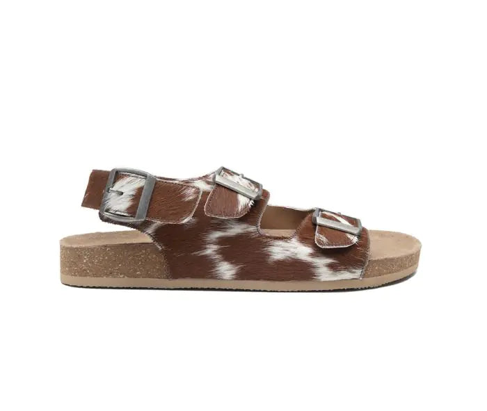 Mountain Path Leather sandals in Brown and Light Hair on Hide - End of Summer Sales