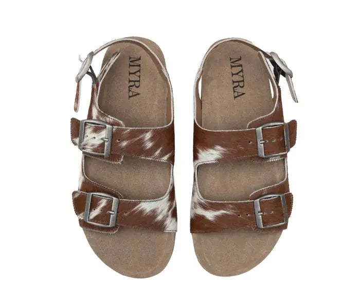 Mountain Path Leather sandals in Brown and Light Hair on Hide - End of Summer Sales