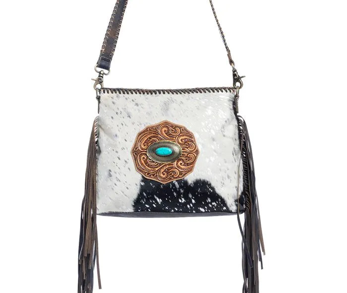Valley Brook Hand-Tooled Bag in Coal