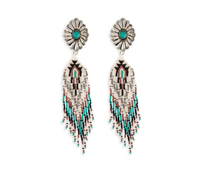 Wild Feather Medallion and Beaded Earrings