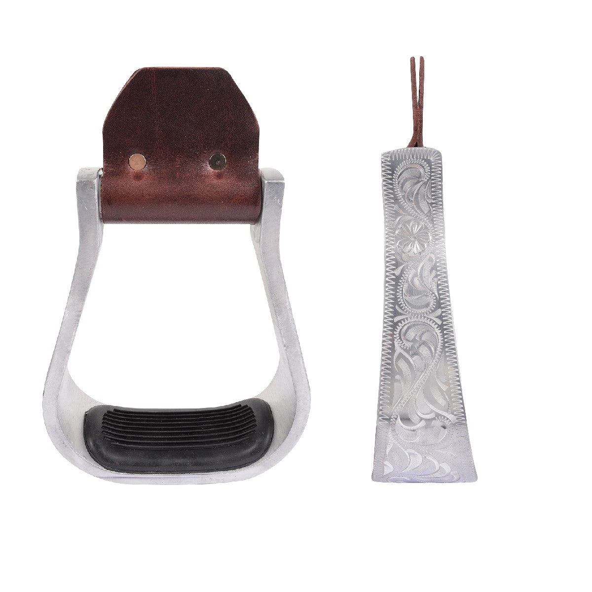 Martin Saddlery Aluminium Engraved Rubber Tread Stirrup