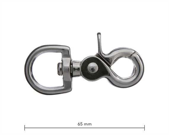 Scissor Hook Swivel Round Eye 15mm Nickle Plate 65mm Long