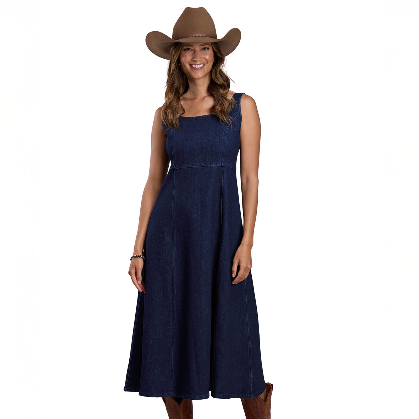 Stetson Wmns Colleciton Sleeveless Dress Solid Blue