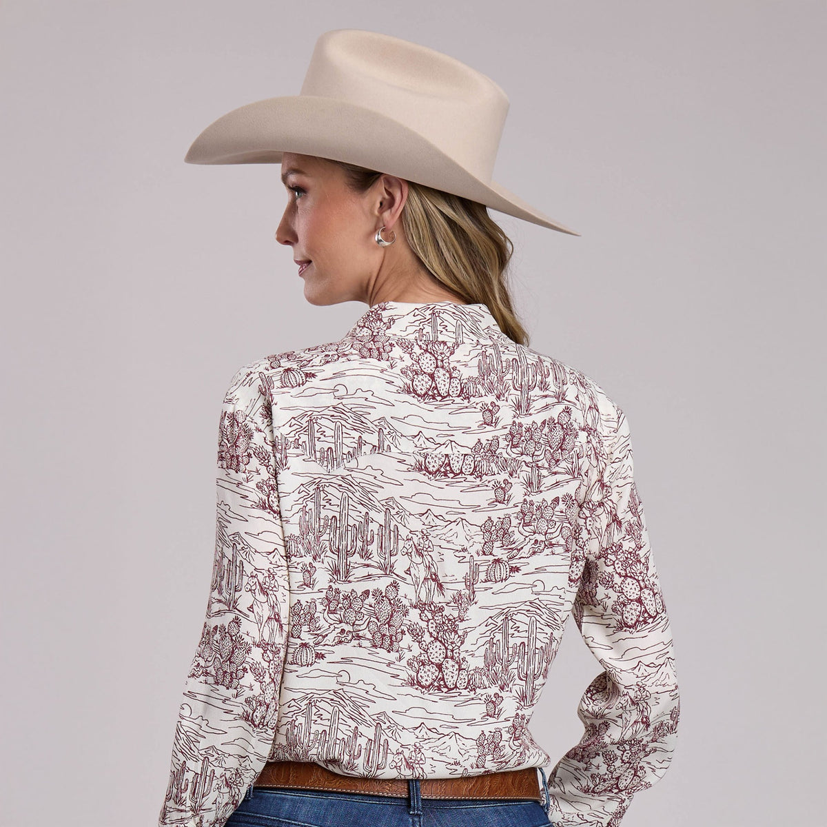 Stetson Wmns Colleciton LS Shirt Print White