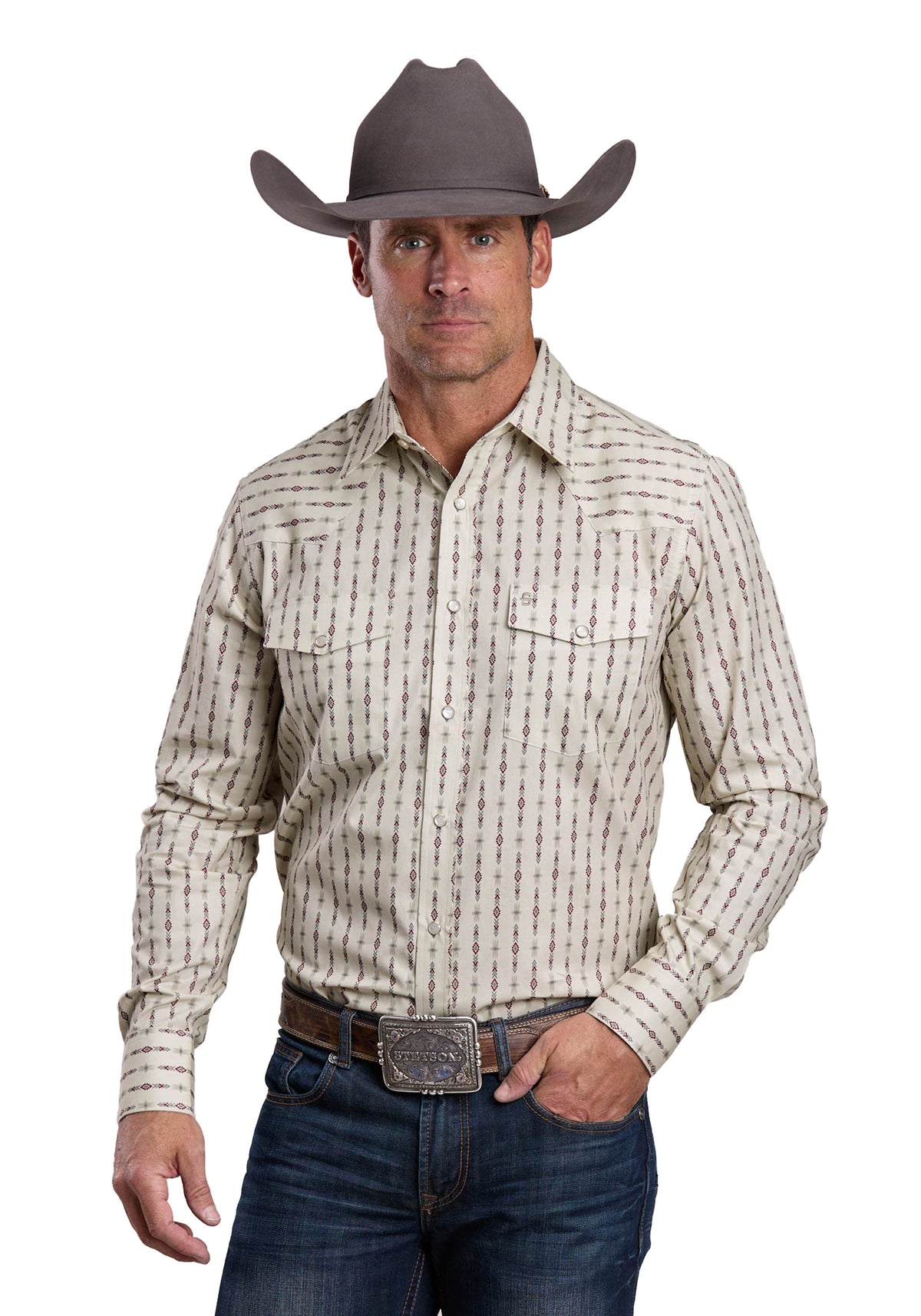 Stetson Mns Collection LS Shirt Plaid White