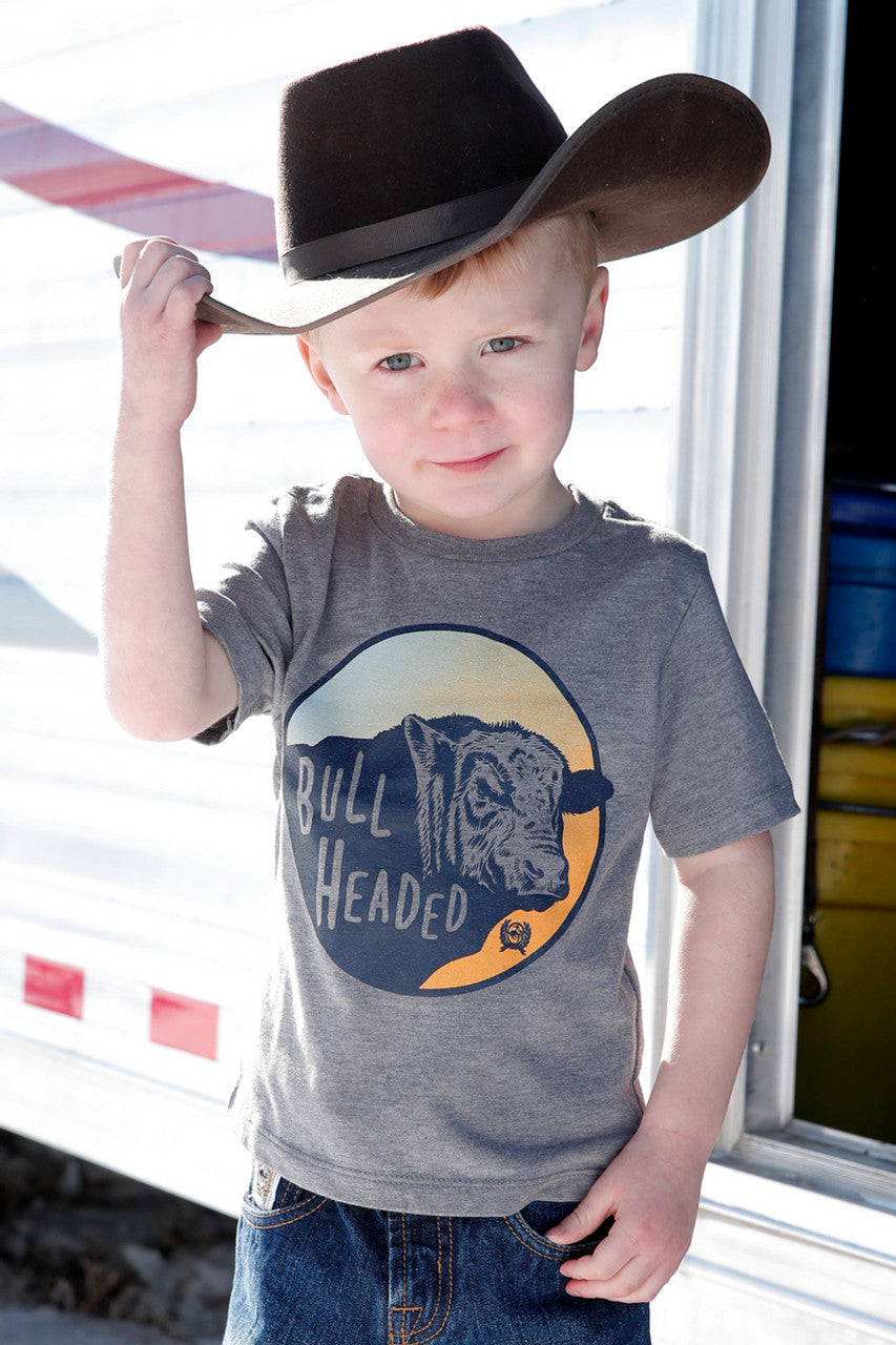 Cinch Toddler Boys Grey Bull Headed Graphic T Shirt