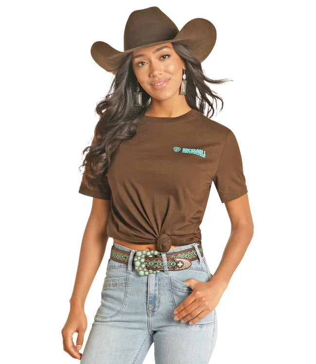 Rock and Roll Dark Brown Turquoise Aztec Tee - Black Friday Sale