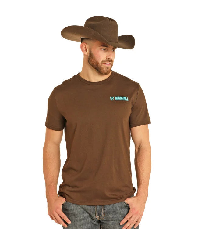 Rock and Roll Dark Brown Turquoise Aztec Tee - Black Friday Sale