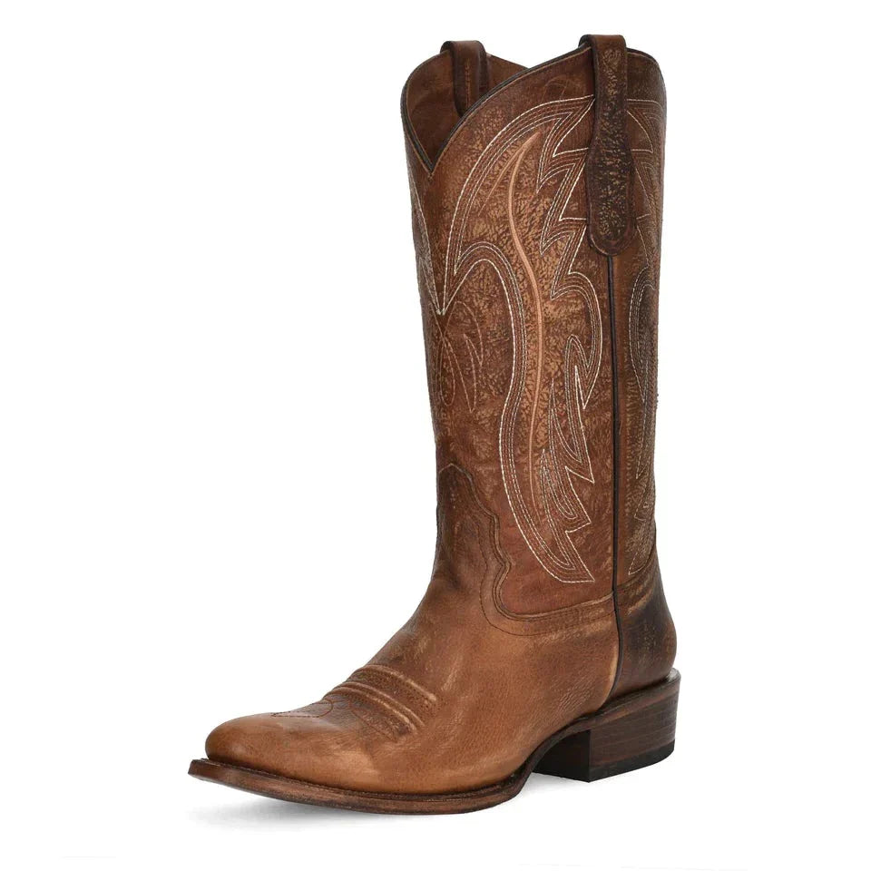 Circle G Mens Embroidery Brown Round Toe Boots