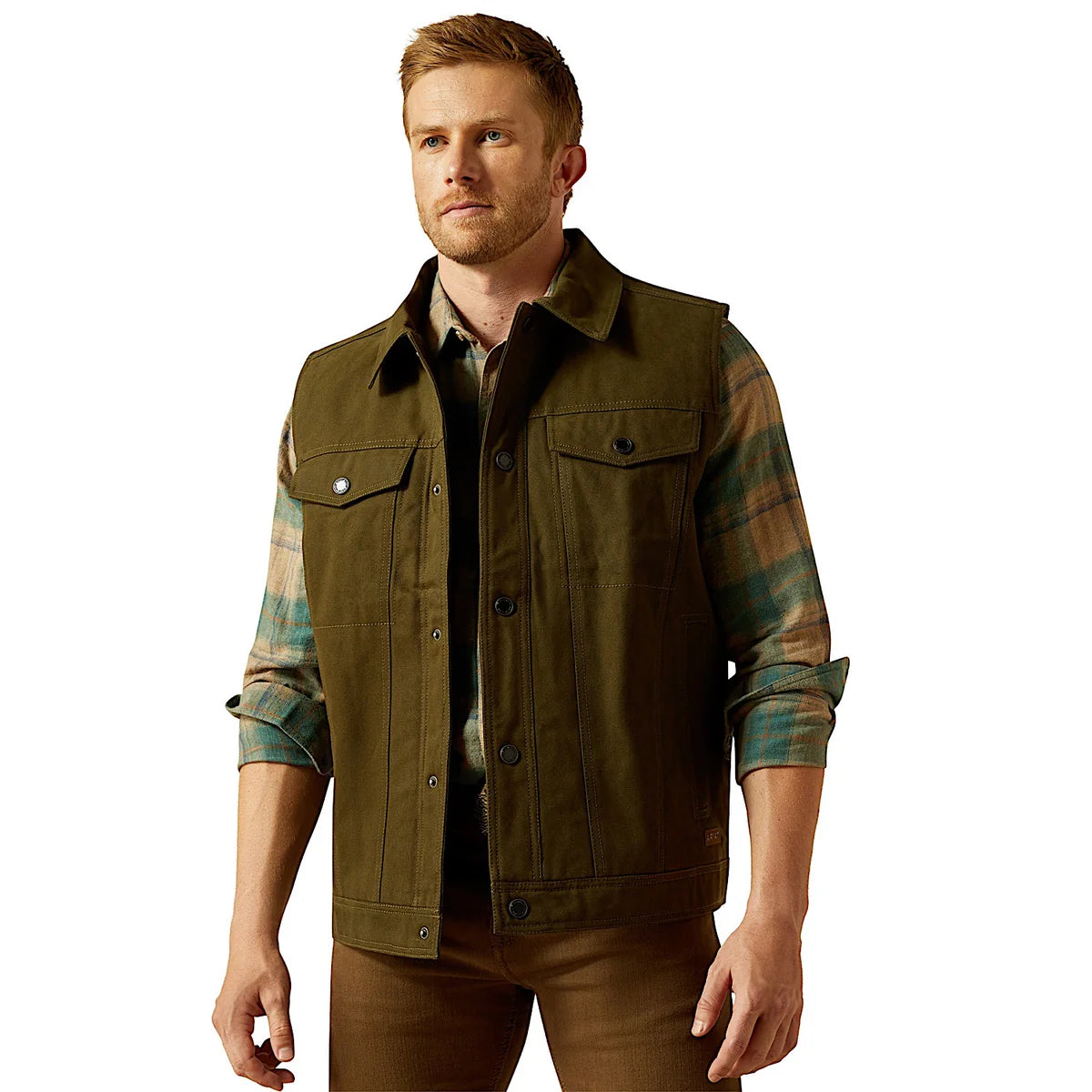 Ariat Mns Canvas Rancher Vest Desert Sand Khaki