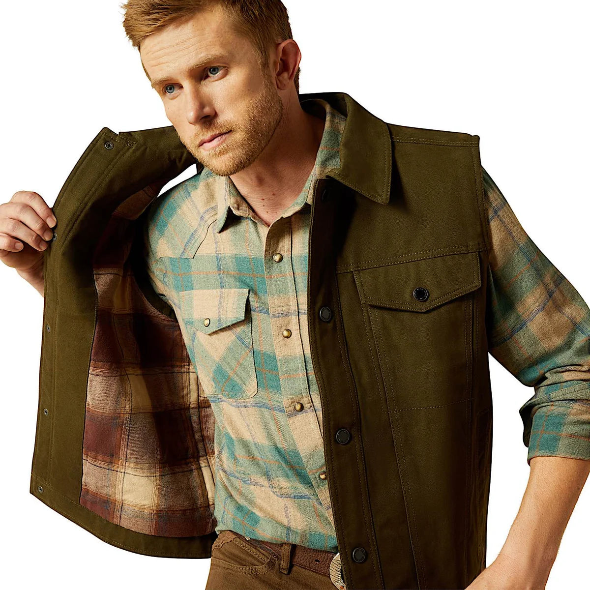Ariat Mns Canvas Rancher Vest Desert Sand Khaki - Winter 26