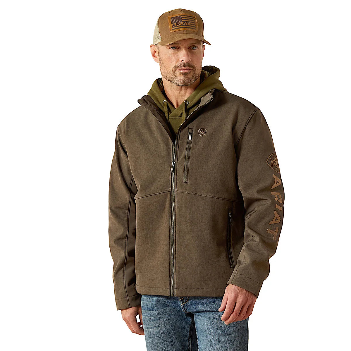 Ariat Mns Logo Softshell Jacket Earth Grean Heather