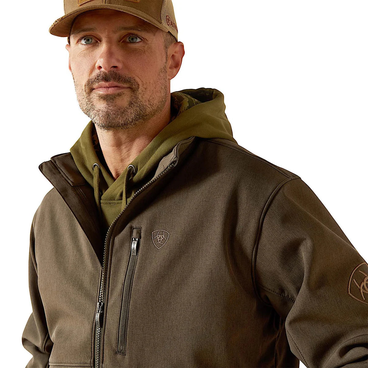 Ariat Mns Logo Softshell Jacket Earth Grean Heather