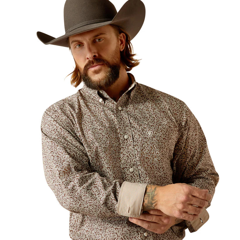 Ariat Mns Wrinkle Free Gerard LS Shirt Brown
