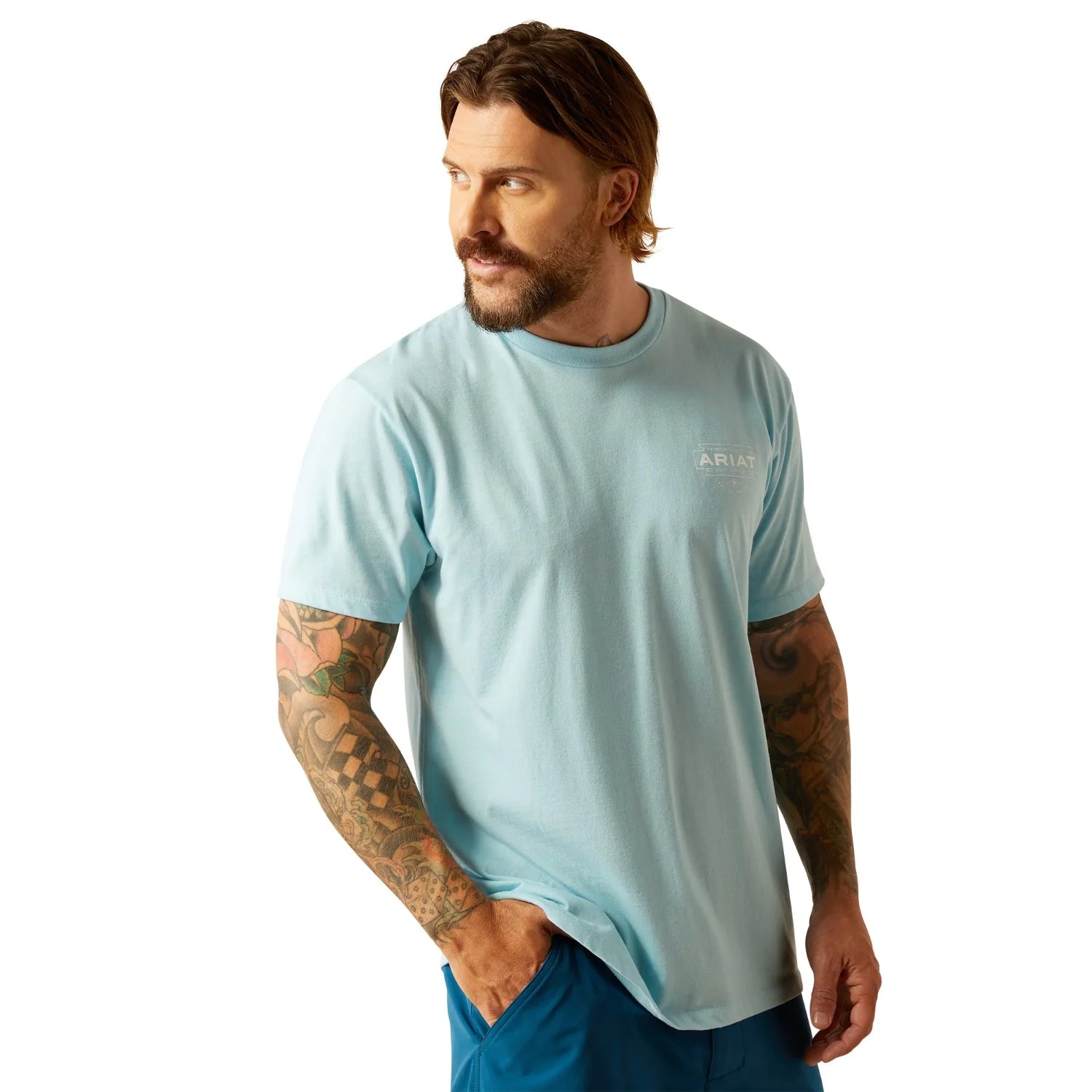 Ariat Mns Southwest Simple SS Tee Sky Blue Heather