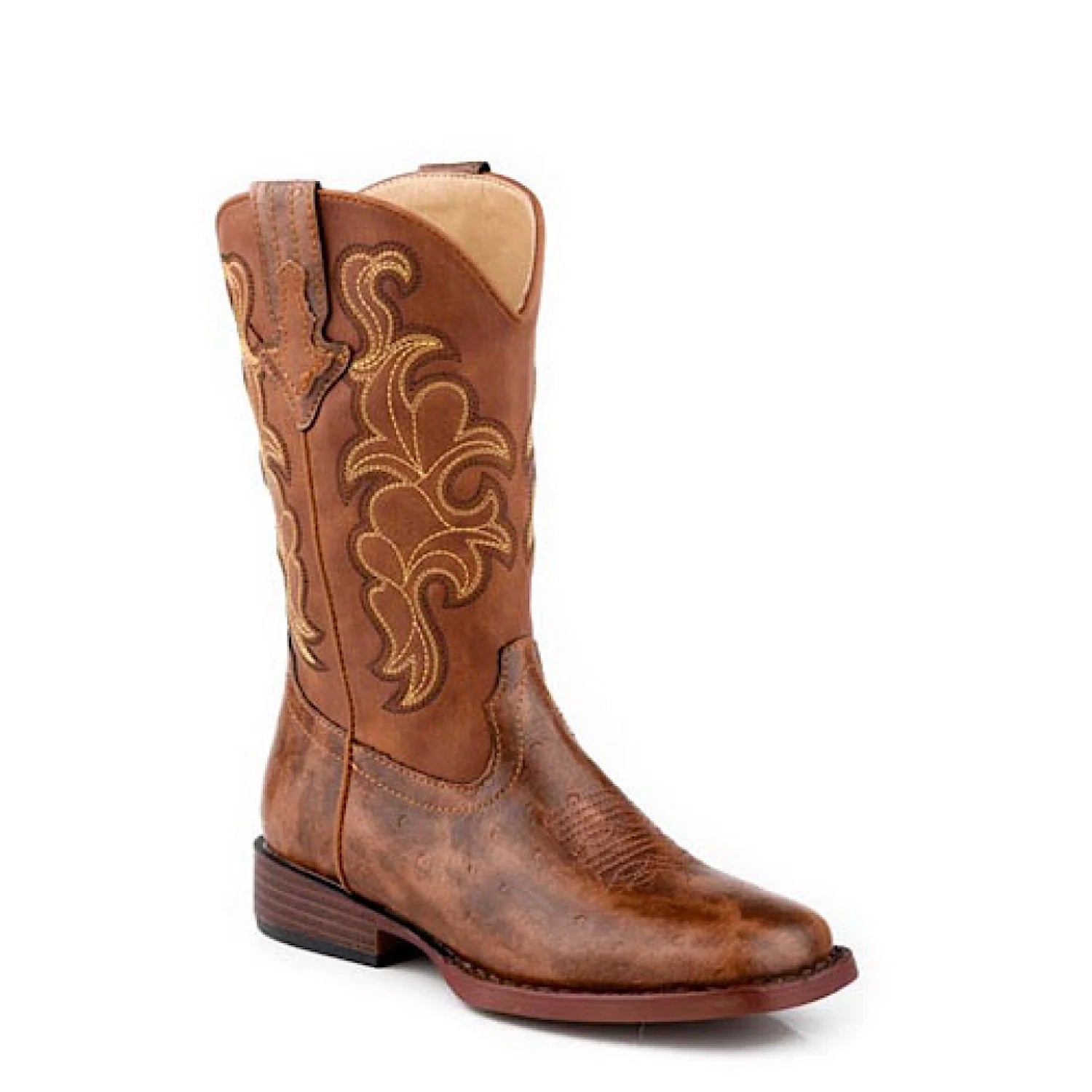 Roper Kds Quills Cognac Ostrich Print/Cognac