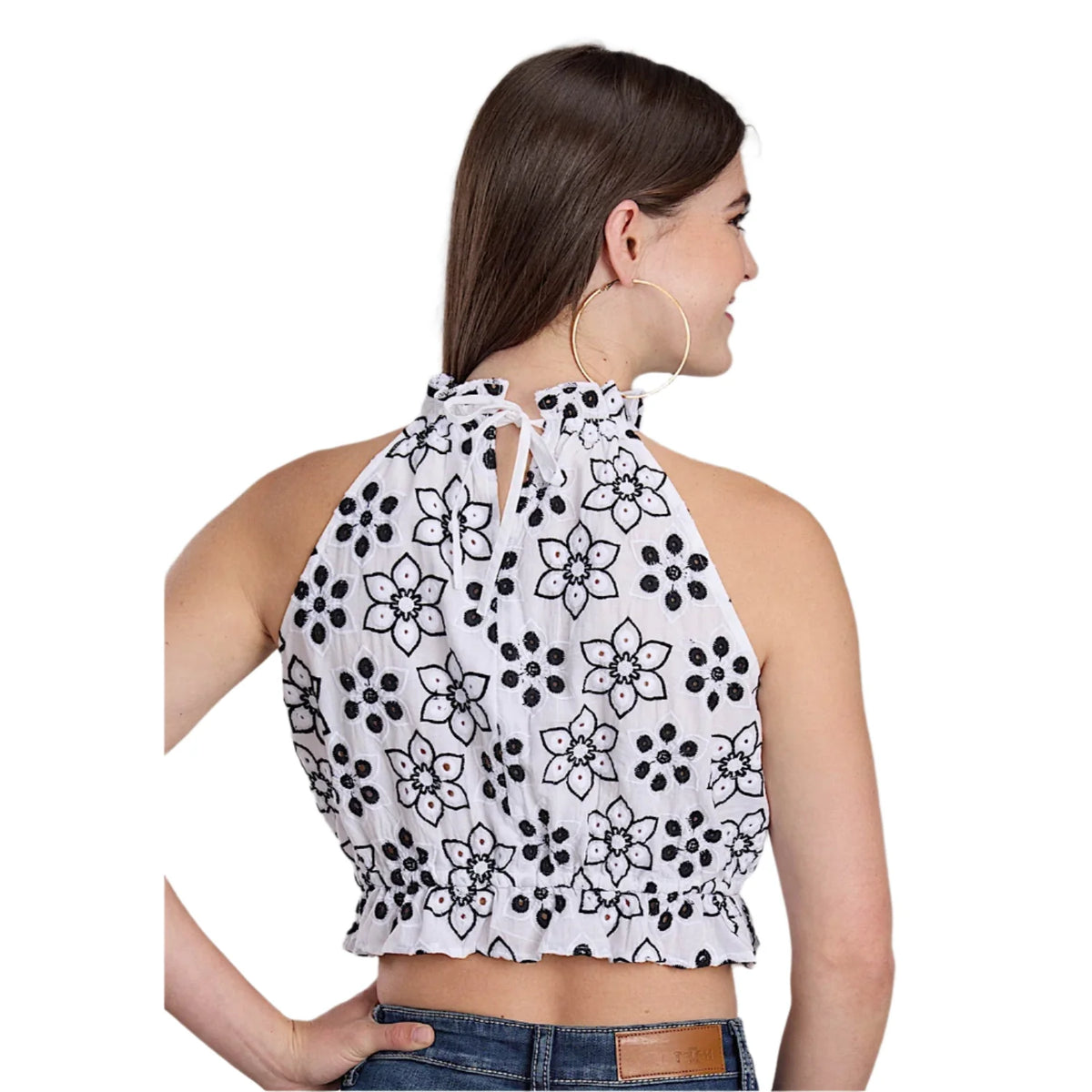 Roper Wmns Five Star Collection Halter Top Solid White