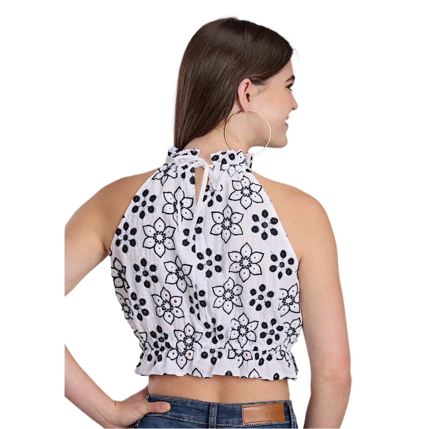 Roper Wmns Five Star Collection Halter Top Solid White